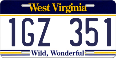 WV license plate 1GZ351