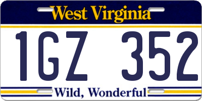 WV license plate 1GZ352