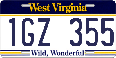 WV license plate 1GZ355