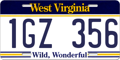 WV license plate 1GZ356