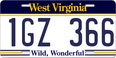 WV license plate 1GZ366
