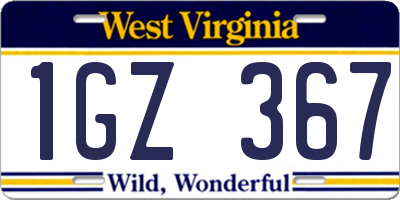 WV license plate 1GZ367