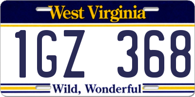 WV license plate 1GZ368