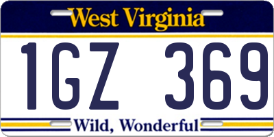 WV license plate 1GZ369