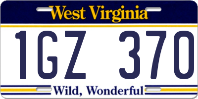 WV license plate 1GZ370