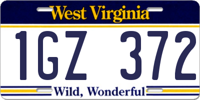 WV license plate 1GZ372