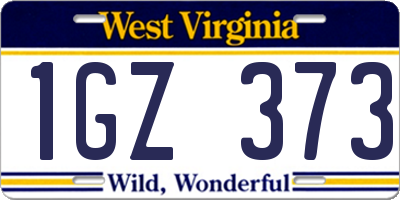 WV license plate 1GZ373