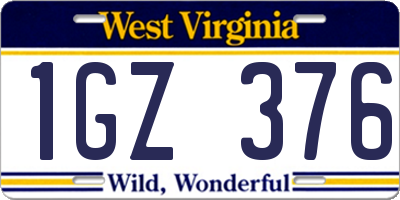 WV license plate 1GZ376