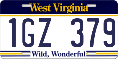 WV license plate 1GZ379