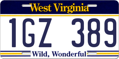 WV license plate 1GZ389