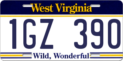WV license plate 1GZ390