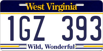 WV license plate 1GZ393