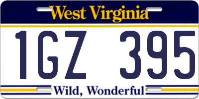 WV license plate 1GZ395