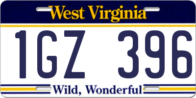 WV license plate 1GZ396