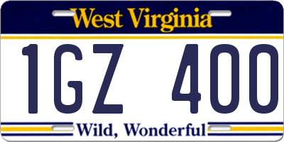 WV license plate 1GZ400