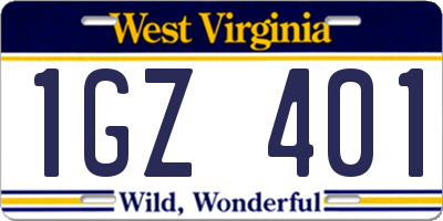 WV license plate 1GZ401