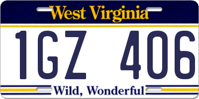 WV license plate 1GZ406