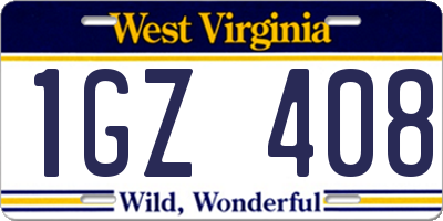 WV license plate 1GZ408