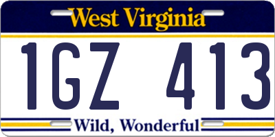 WV license plate 1GZ413