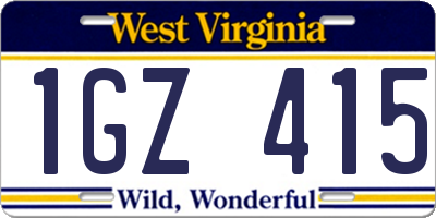 WV license plate 1GZ415