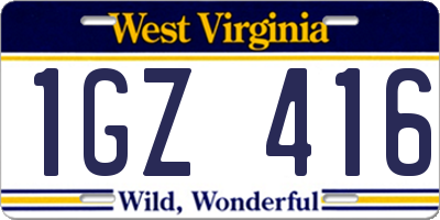 WV license plate 1GZ416