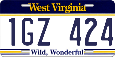 WV license plate 1GZ424
