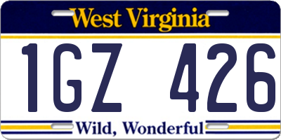 WV license plate 1GZ426