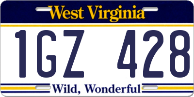 WV license plate 1GZ428