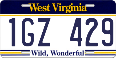 WV license plate 1GZ429