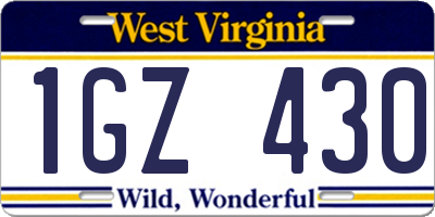 WV license plate 1GZ430