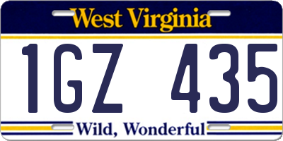 WV license plate 1GZ435