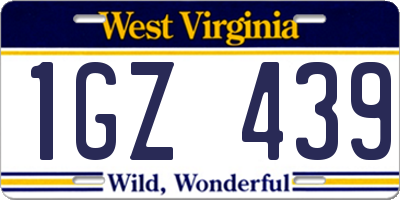 WV license plate 1GZ439