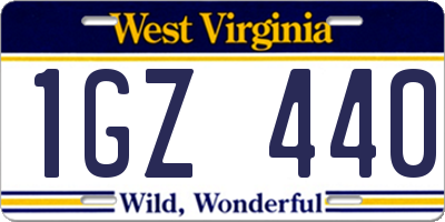 WV license plate 1GZ440