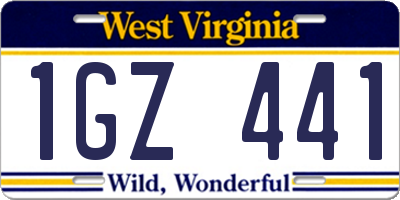 WV license plate 1GZ441