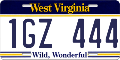 WV license plate 1GZ444