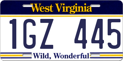 WV license plate 1GZ445