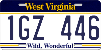 WV license plate 1GZ446