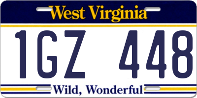 WV license plate 1GZ448