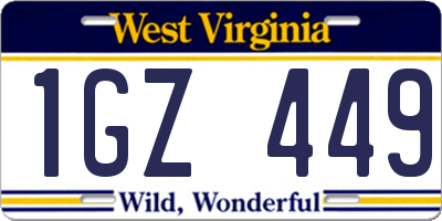 WV license plate 1GZ449