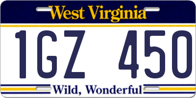 WV license plate 1GZ450