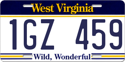 WV license plate 1GZ459