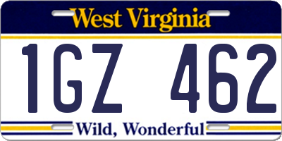 WV license plate 1GZ462