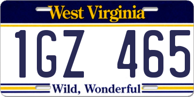 WV license plate 1GZ465