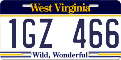 WV license plate 1GZ466