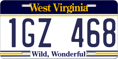 WV license plate 1GZ468