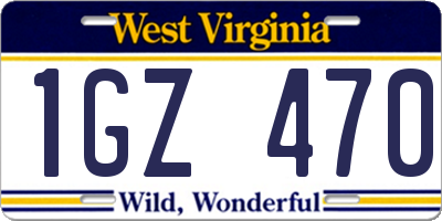WV license plate 1GZ470