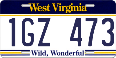 WV license plate 1GZ473