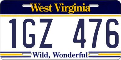 WV license plate 1GZ476