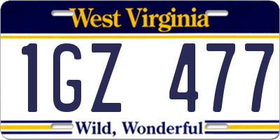 WV license plate 1GZ477