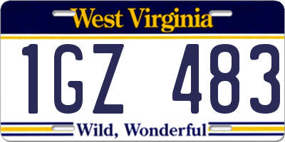 WV license plate 1GZ483